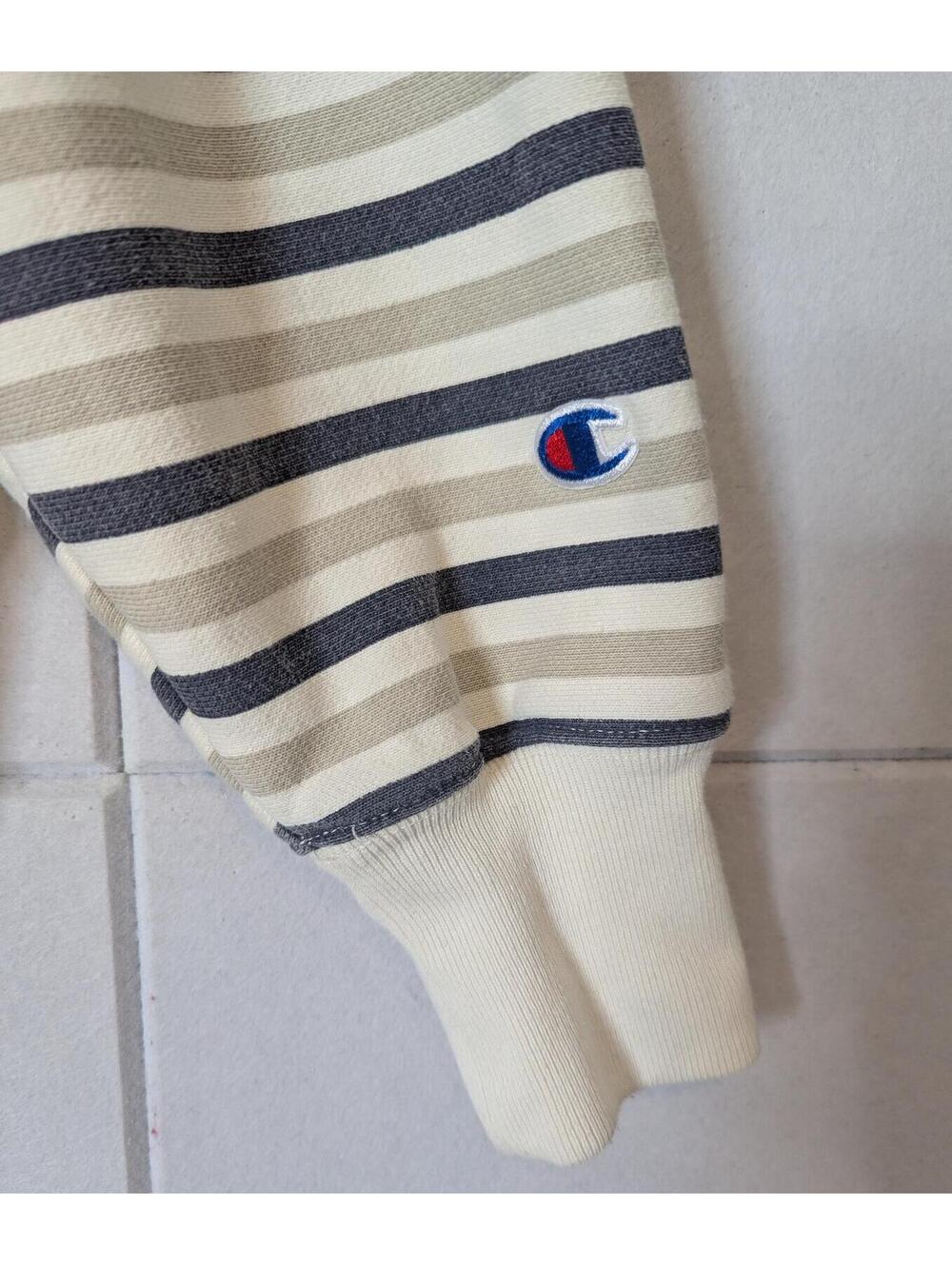 Vintage Champion reverse weave striped hoodie sweatshirt - Picture 5 of 7